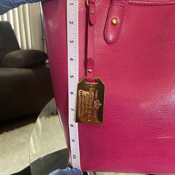 Pretty Hot Pink Ralph Lauren Patent Leather Tote with gold hardware - Picture 8 of 8
